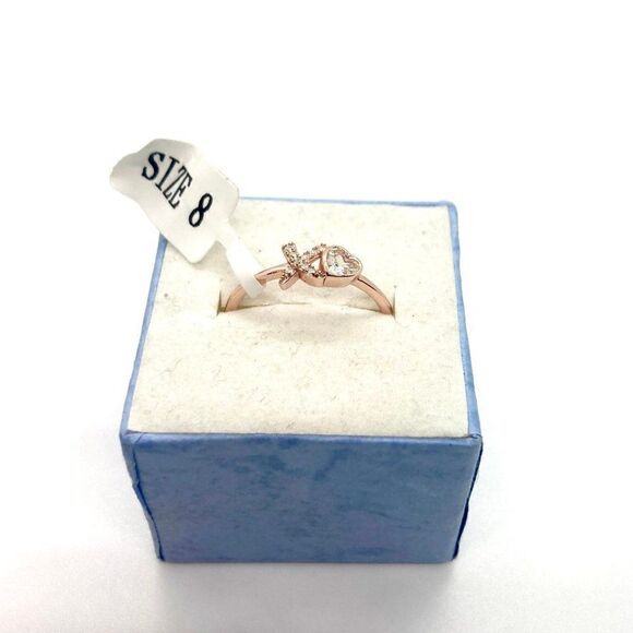 SIZE 8 925 Rose Gold Plated XO Ring - Picture 2 of 11